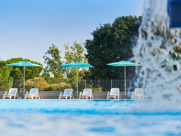 Sonnenliegen am Pool auf dem Roan Camping Park Umag.