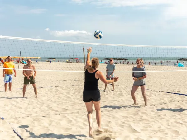 Auf dem Campingplatz Roan Spiaggia e Mare wird Beachvolleyball gespielt.