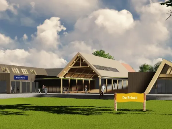 Neues Zentrumsgebäude auf dem Roan Camping Terspegelt.